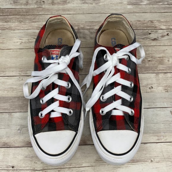 red and white checkered converse